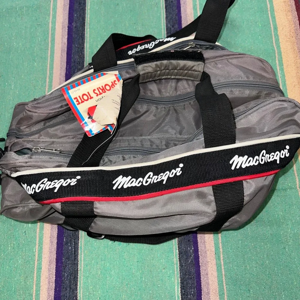 MacGregor Sports Tote Bag Unisex Medium Gray Vintage Nylon Duffel Racket Bag NWT